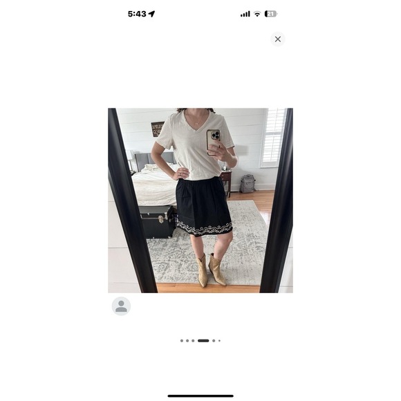 Women's Embroidered Linen Mini A-Line Skirt - Future Collective Black XXL - Picture 3 of 6